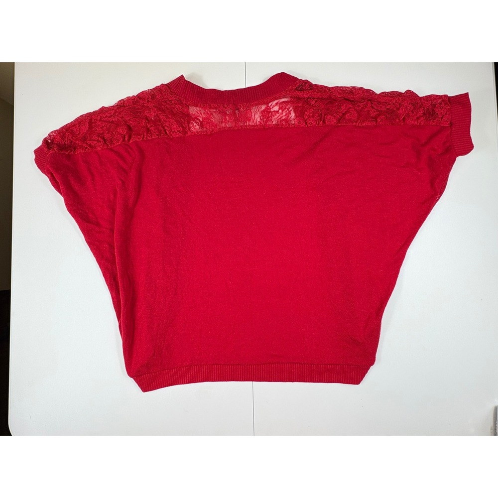 Y2K Candie's Girl Red Glitter Lace Trim Shrug Bolero‎ Top Size L - Picture 9 of 9